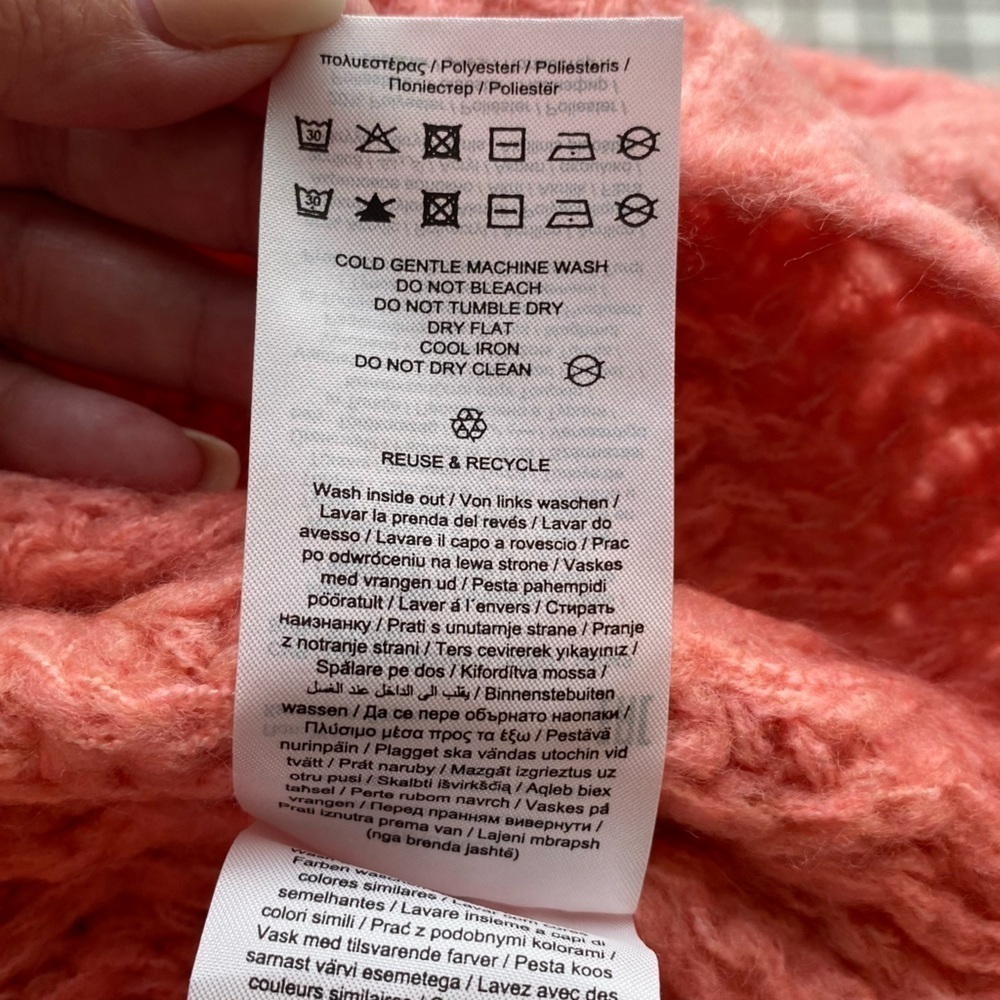 Vero Moda Size S Freja Balloon Sleeve Crewneck Chunky Knit Sweater Geranium Pink - Picture 8 of 10